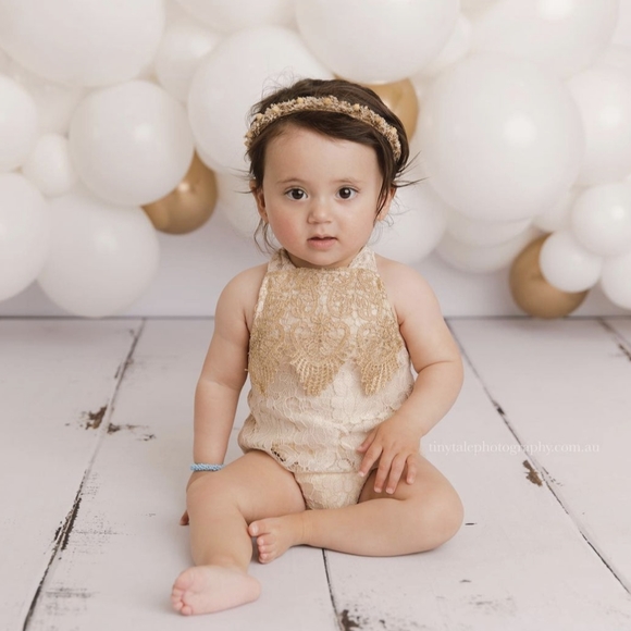 Gold Boho Fall Thanksgiving Christmas Floral Girl Outfit Clothes Dress Romper - Picture 2 of 8